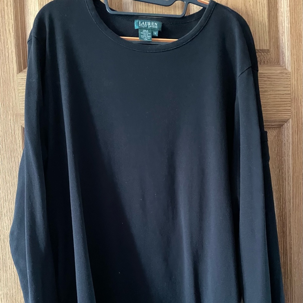 Lauren Ralph Lauren Black Long Sleeve Tee 3X